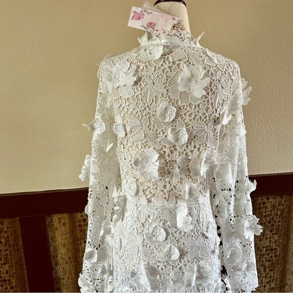 LoveShackFancy Bridal Sylvester Lace Guipure Plunge V Wedding Gown Size 14 NWT - Picture 10 of 14